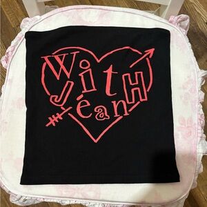 With Jean Black and Red Graphic Tube Top